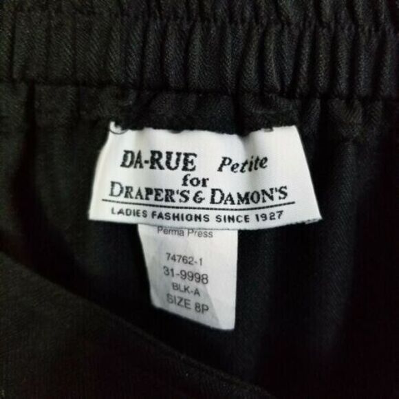 Draper's & Damon's Womens Size 8P Black Solid Elastic Waist Trouser Pants - Picture 9 of 9